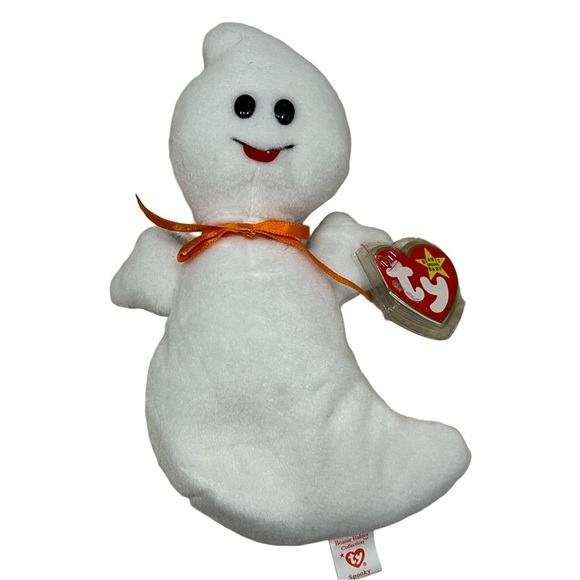 RARE SPOOKY 1995 Ty Beanie Babies White Ghost Plush Toy! - Picture 1 of 5